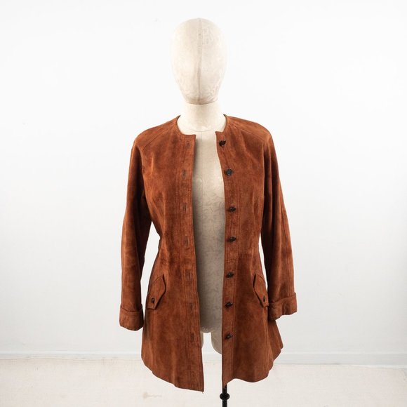 Vintage 70s SM Saks Suede Leather Jacket Coat Rust - Picture 7 of 10